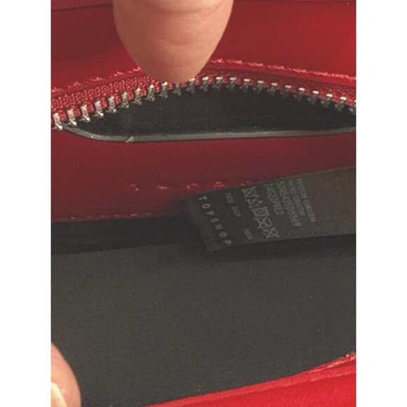 Topshop Red Square Handbag With Rhinestone Handles & Detachable Strap - Picture 9 of 13